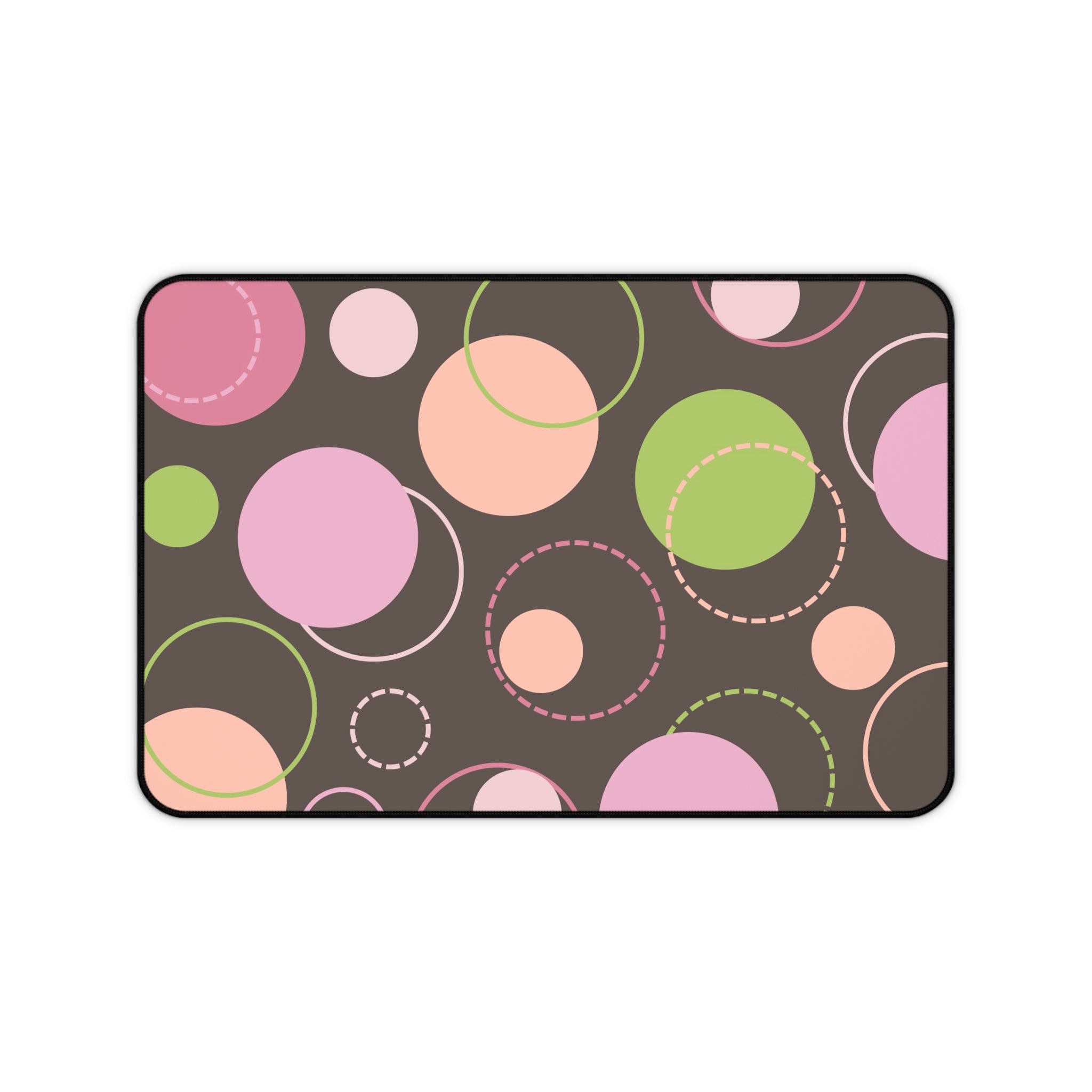 Playful Polka Dot Desk Mat — Pink & Green Circles Mouse Pad